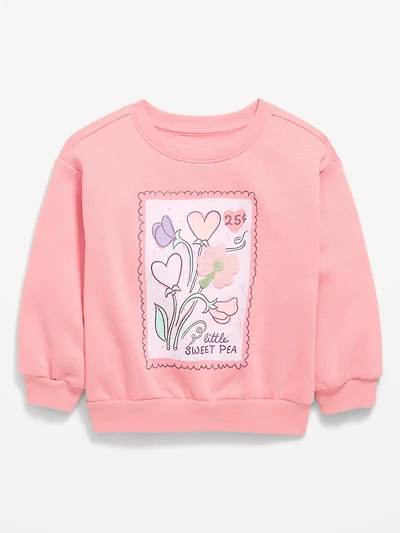 Crew-Neck Graphic Sweatshirt for Toddler Girls