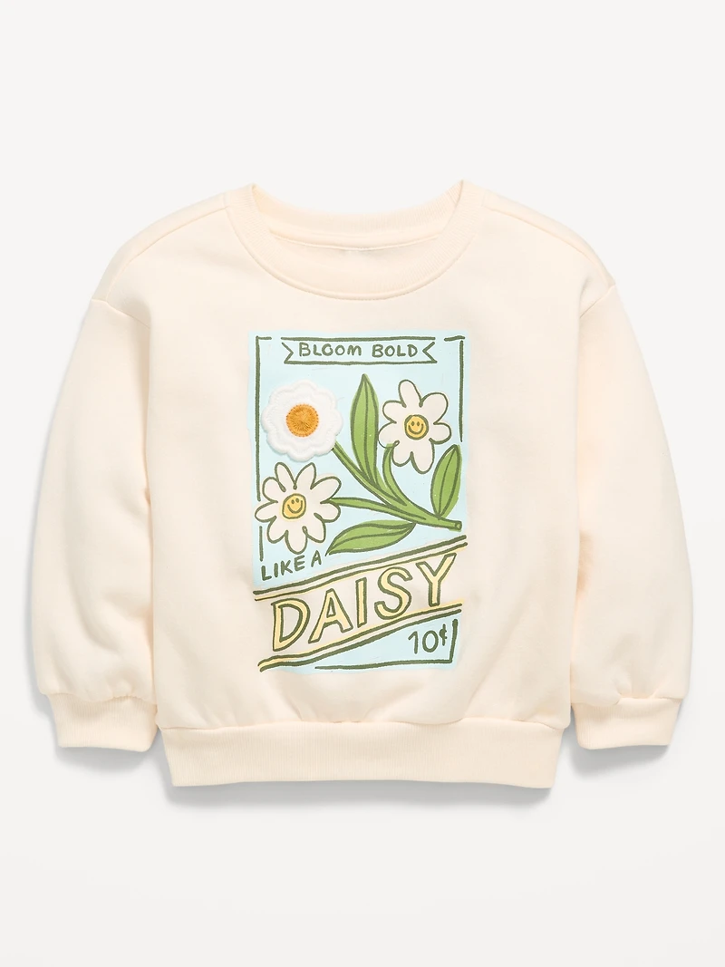 Crew-Neck Graphic Sweatshirt for Toddler Girls