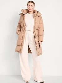 Water-Resistant Quilted Long Puffer Jacket