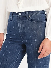 Extra High-Waisted Textured Straight Jeans