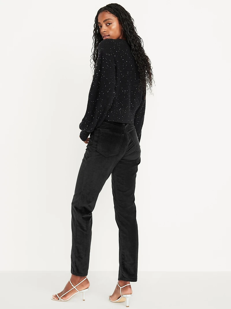 High-Waisted Velvet OG Straight Ankle Pants