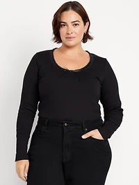 Scoop-Neck Long-Sleeve Ribbed Top