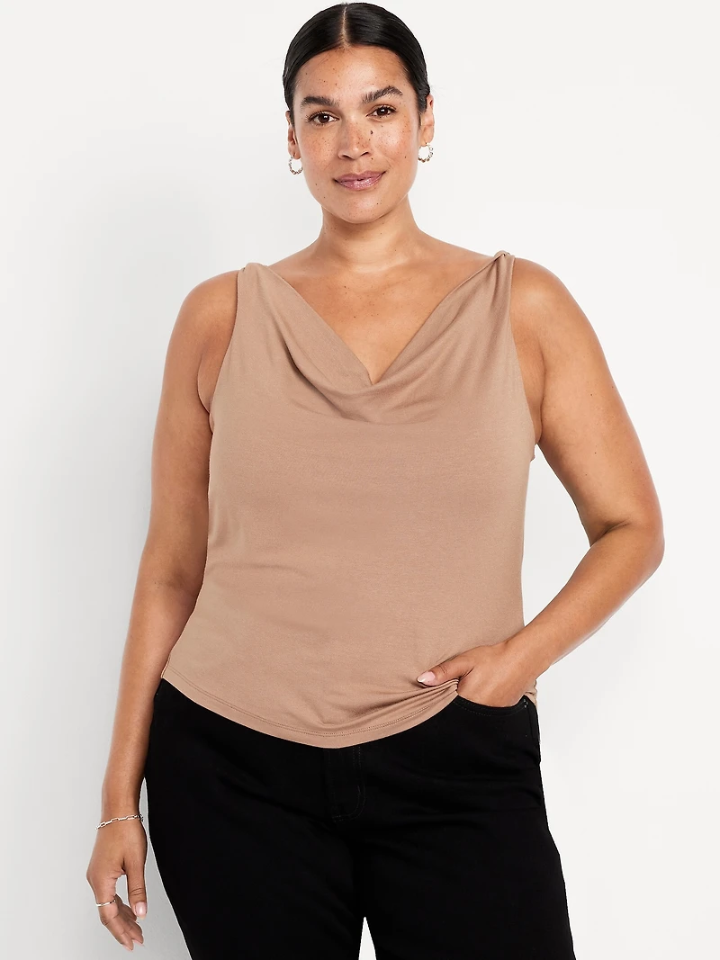 Cowl-Neck Twist-Strap Top