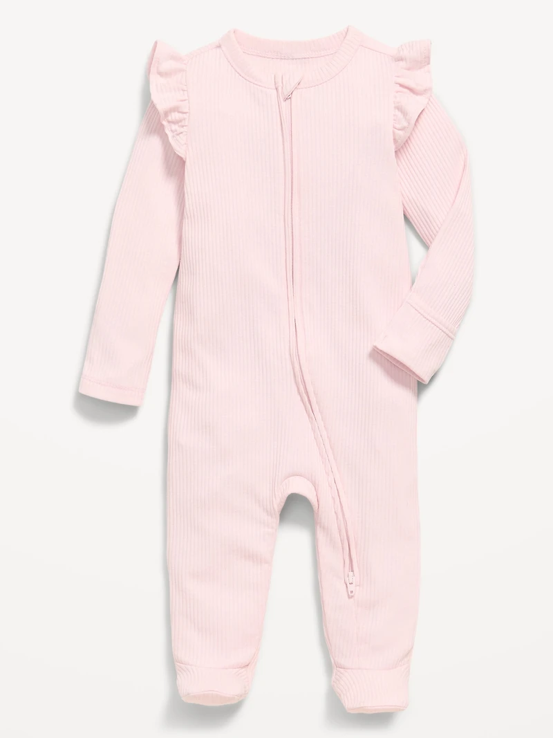 2-Way-Zip Sleep & Play Ribbed Footed One-Piece for Baby