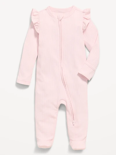 2-Way-Zip Sleep & Play Ribbed Footed One-Piece for Baby