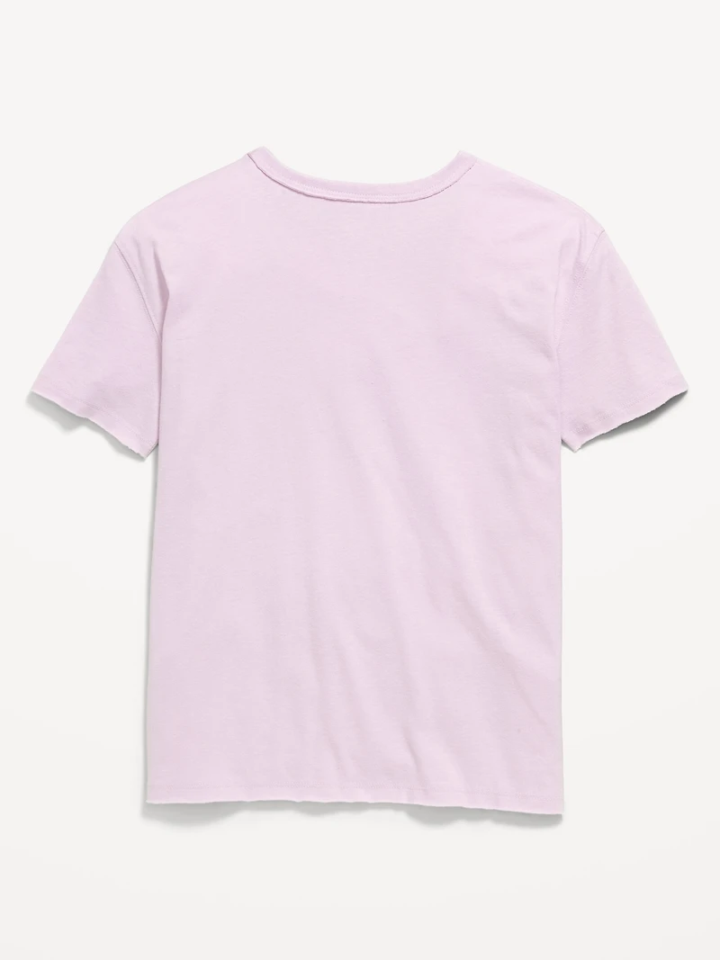 Oversized Short-Sleeve Raw-Edge T-Shirt for Girls