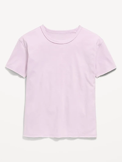 Oversized Short-Sleeve Raw-Edge T-Shirt for Girls