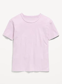 Oversized Short-Sleeve Raw-Edge T-Shirt for Girls