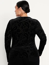Mock-Neck Long-Sleeve Velvet Top