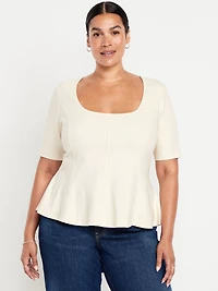 Square-Neck Peplum Top