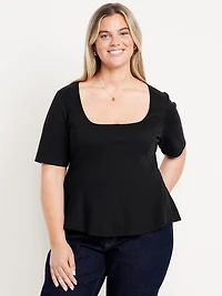Square-Neck Peplum Top