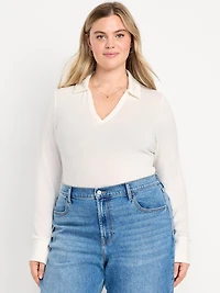 Split-Neck Long-Sleeve Pullover Shirt