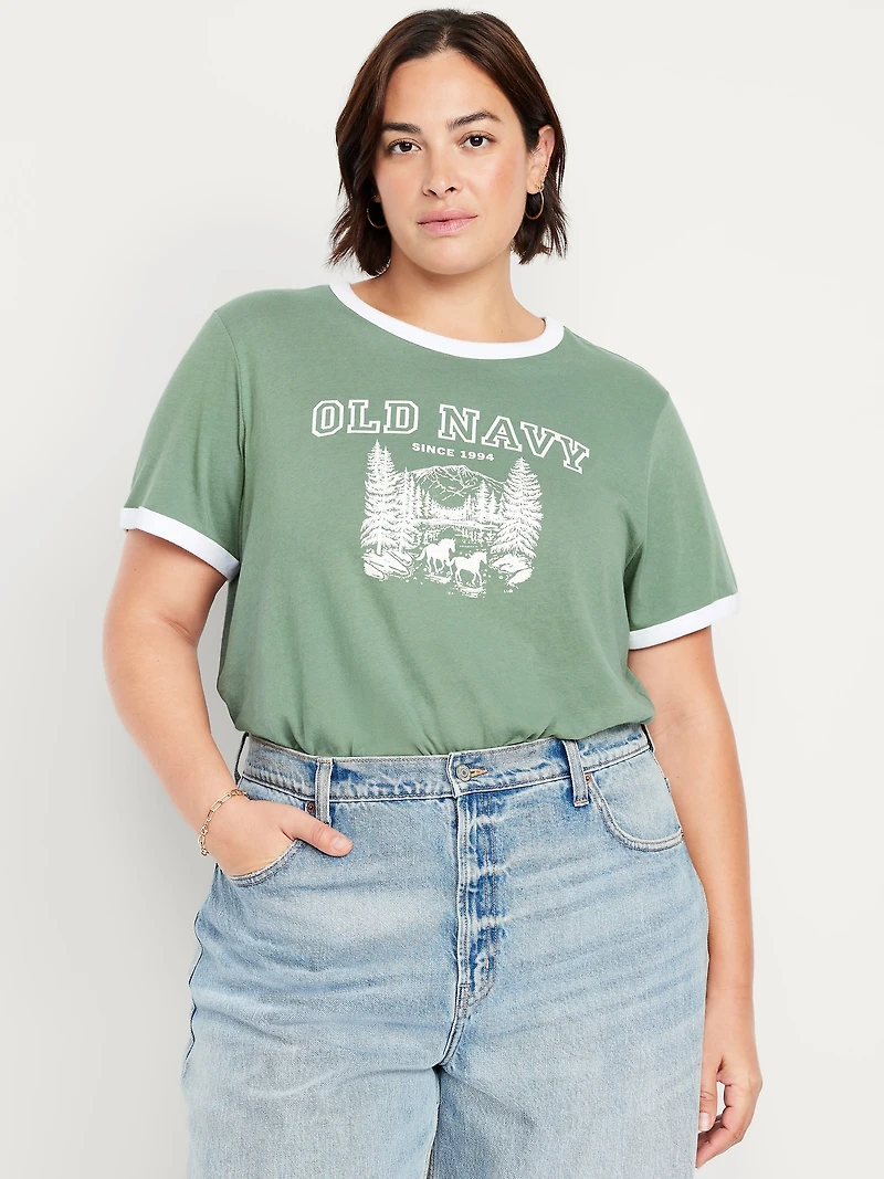 EveryWear Crew-Neck Logo-Graphic Ringer T-Shirt