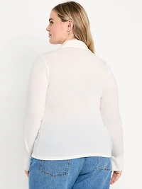 Split-Neck Long-Sleeve Pullover Shirt