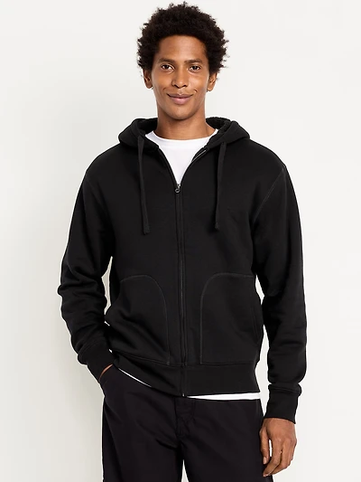 Sherpa-Lined Fleece Zip Hoodie