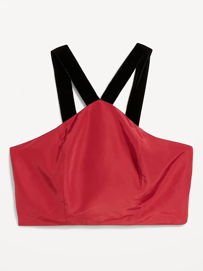 The Occasion by Old Navy Taffeta Cropped Halter Bow Top