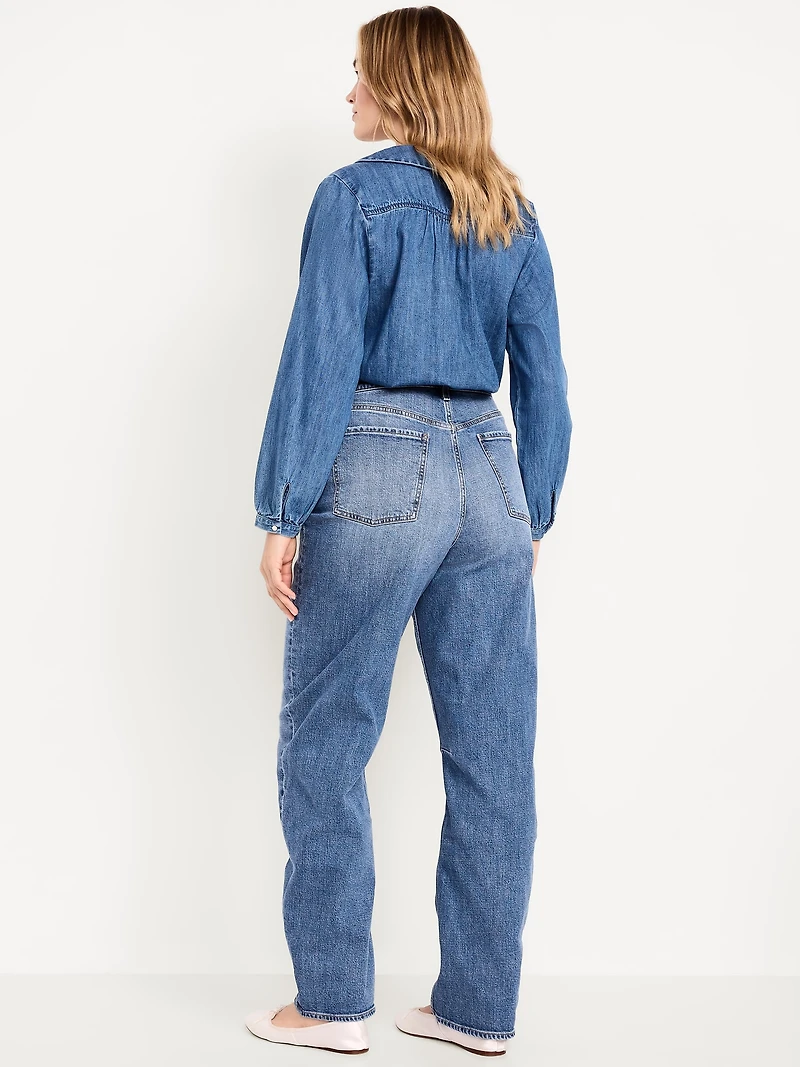High-Waisted Barrel Full Length Jeans
