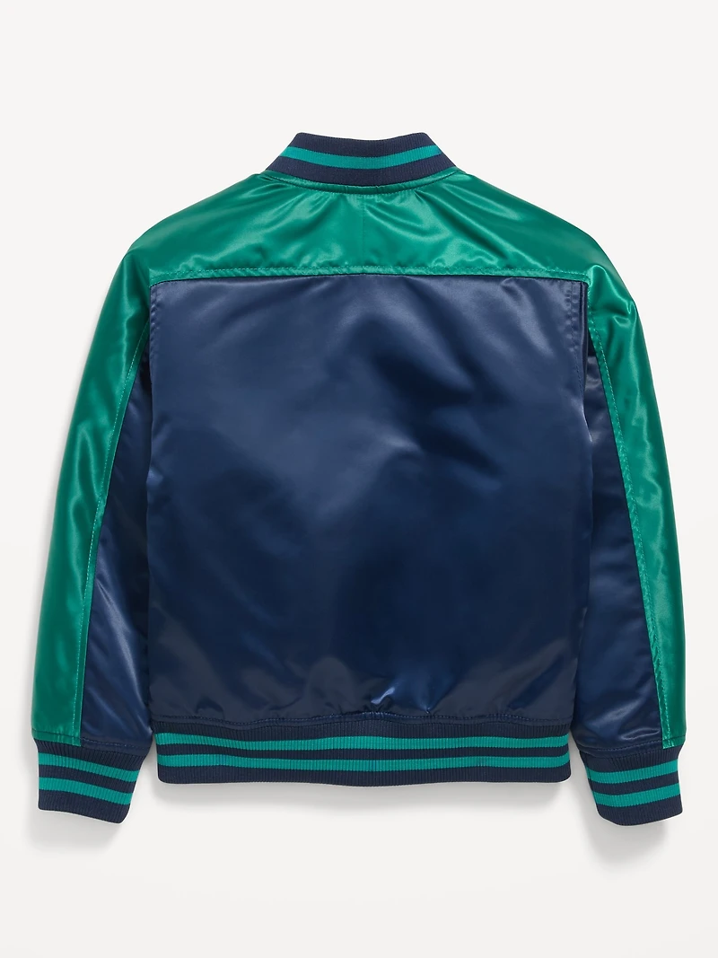 Water-Resistant Satin Bomber Jacket for Boys