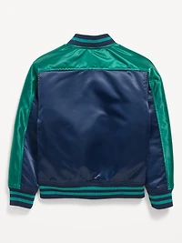 Water-Resistant Satin Bomber Jacket for Boys