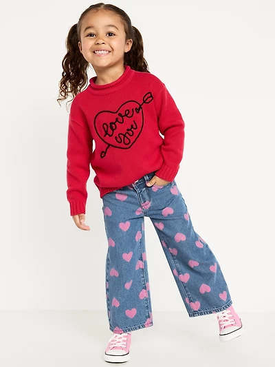 Baggy Embroidered Wide-Leg Jeans for Toddler Girls