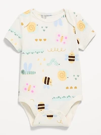 Printed Short-Sleeve Ribbed Bodysuit for Baby