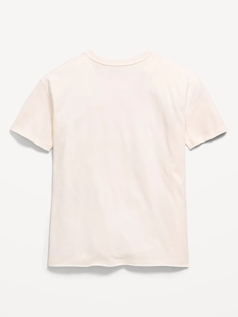 Oversized Short-Sleeve Raw-Edge T-Shirt for Girls
