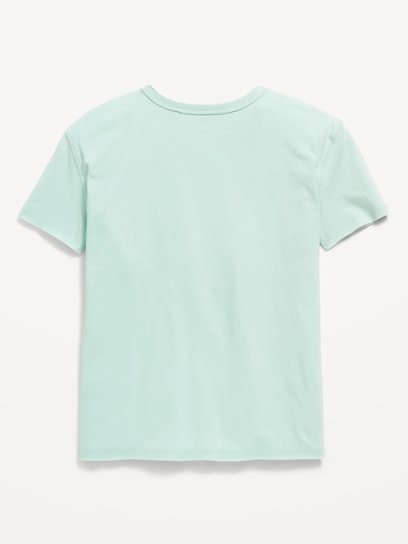 Oversized Short-Sleeve Raw-Edge T-Shirt for Girls