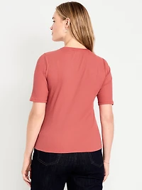 Short Sleeve Lace-Front Top