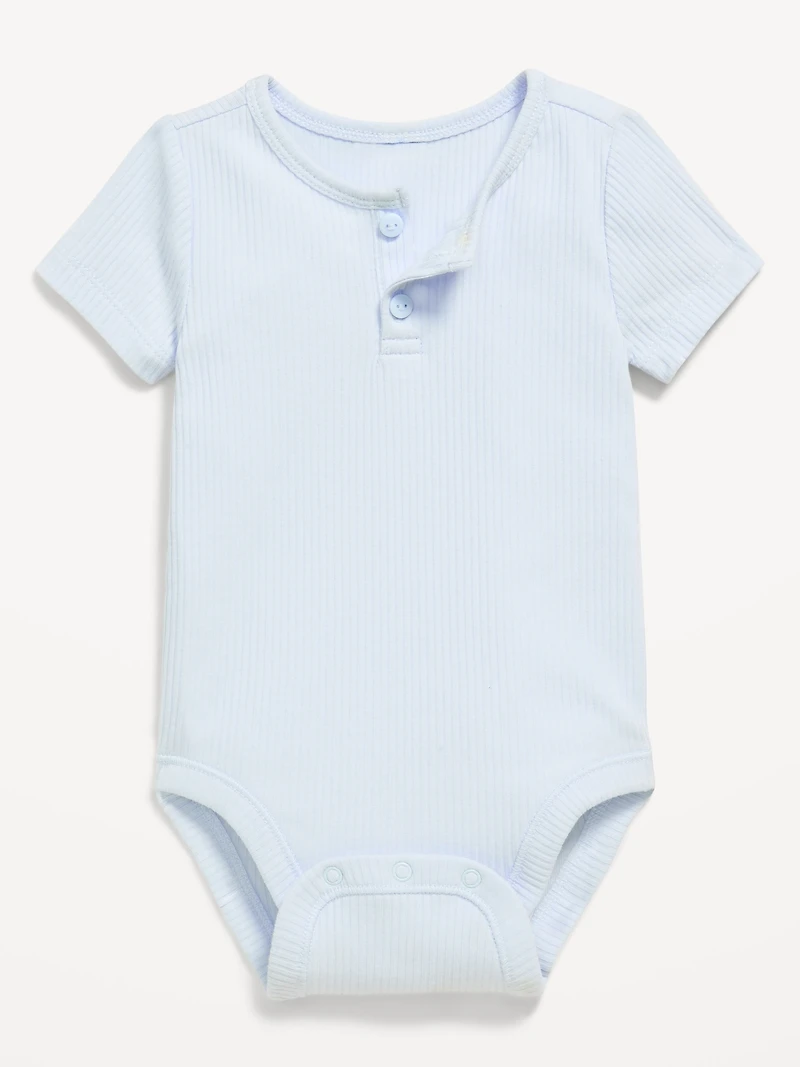 Short-Sleeve Henley Ribbed Bodysuit for Baby