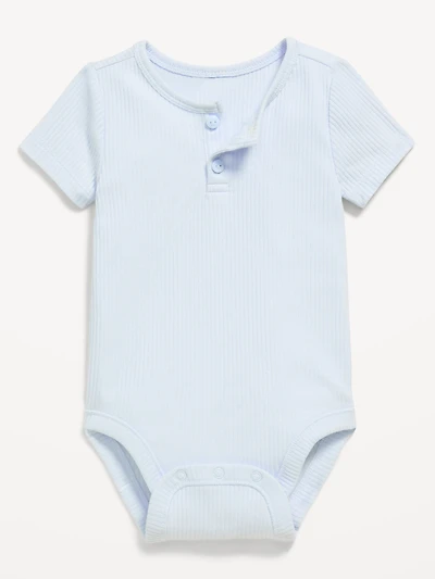 Short-Sleeve Henley Ribbed Bodysuit for Baby