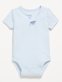 Short-Sleeve Henley Ribbed Bodysuit for Baby