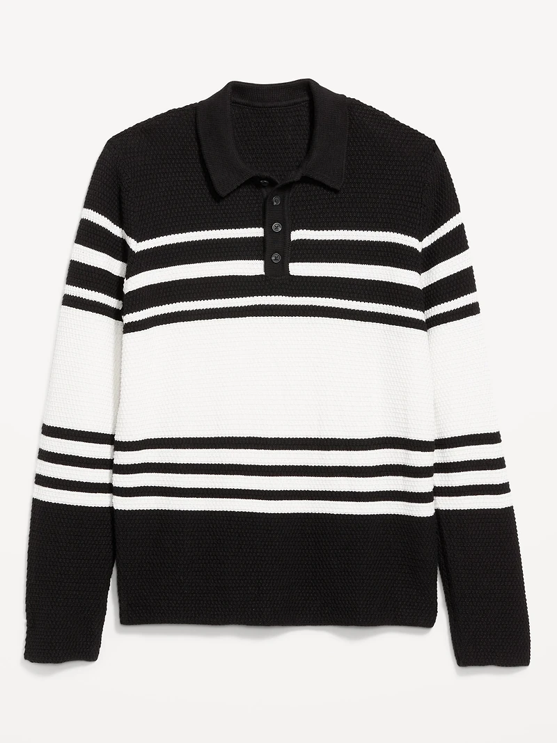 Long-Sleeve Collar Polo Sweater