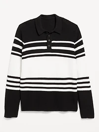 Long-Sleeve Collar Polo Sweater