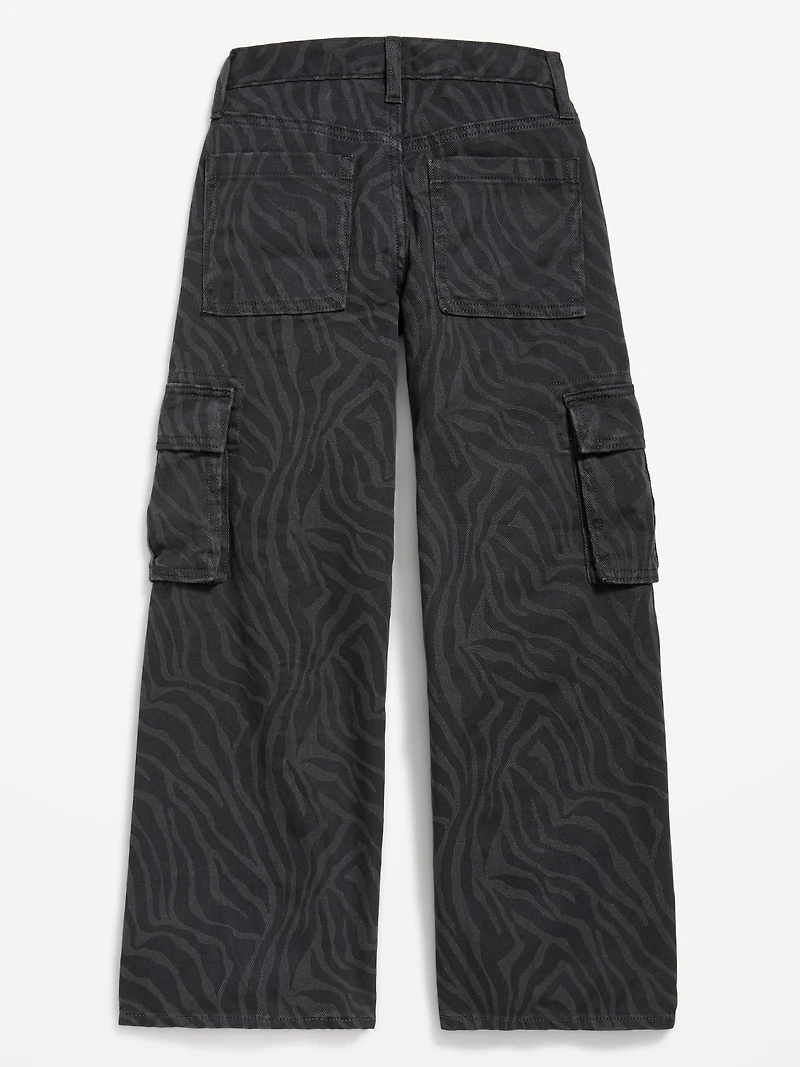 Printed Super Baggy Wide-Leg Cargo Pants for Girls