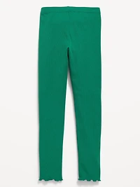 High-Waisted Lettuce Edge Rib-Knit Leggings for Girls
