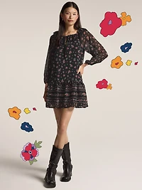 Old Navy x Anna Sui Chiffon Tiered Ruffle Mini Dress