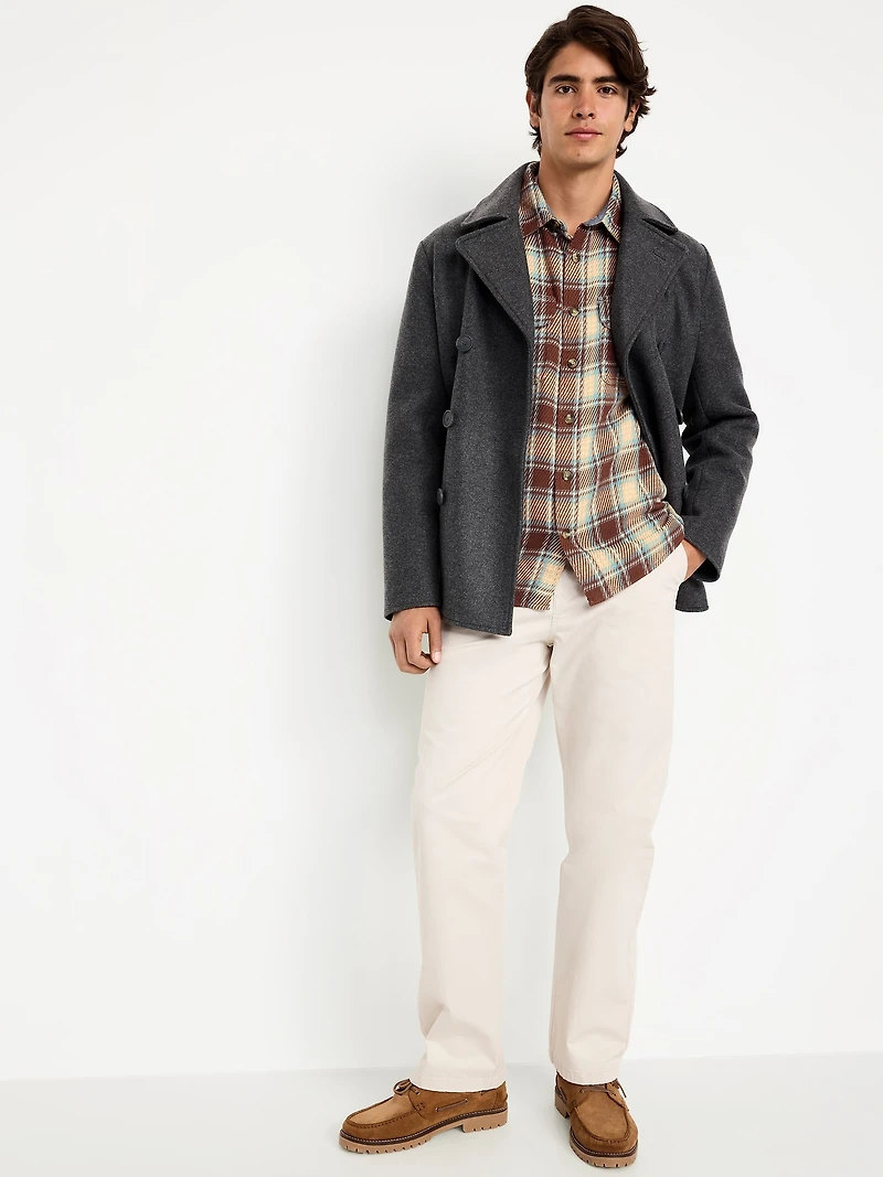 Loose Fit Textured Plaid Pocket Shirt