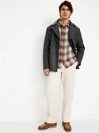 Loose Fit Textured Plaid Pocket Shirt