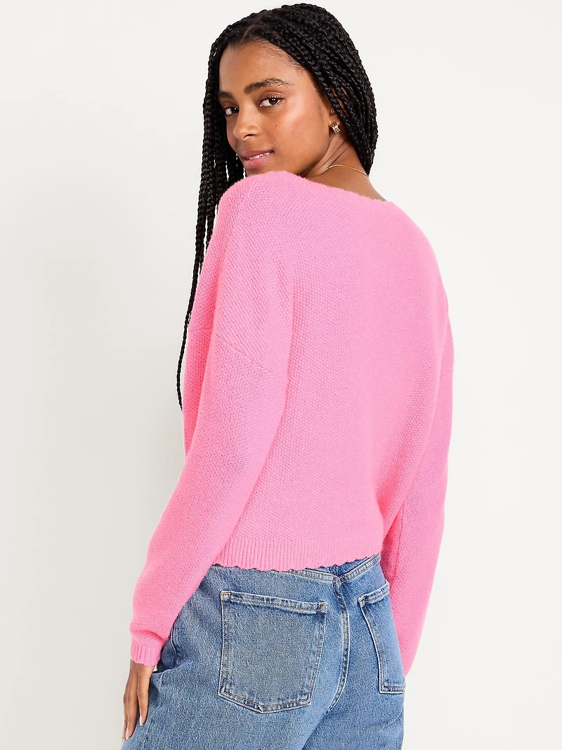 SoSoft Crew-Neck Bobble Heart Sweater