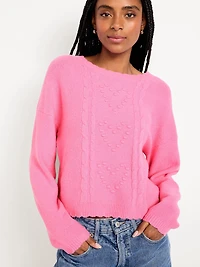 SoSoft Crew-Neck Bobble Heart Sweater