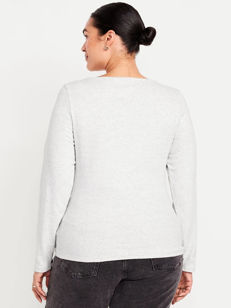 Snug Long-Sleeve Boat-Neck T-Shirt