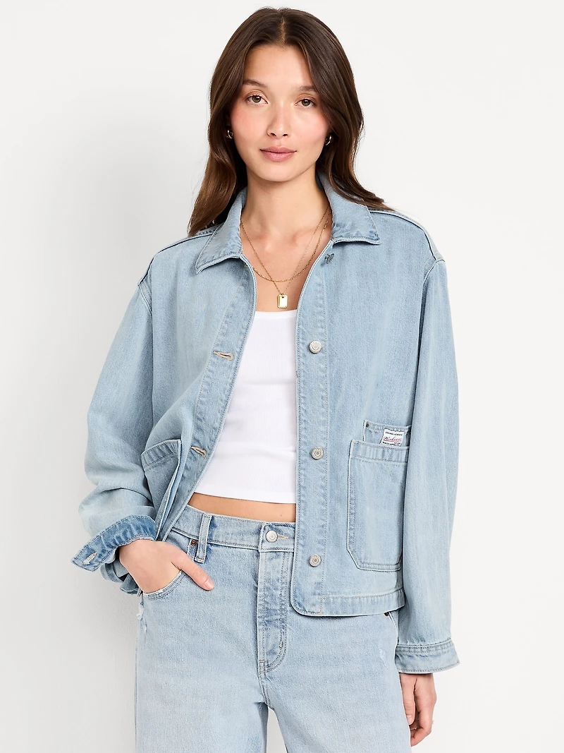 Cropped Denim Chore Jacket