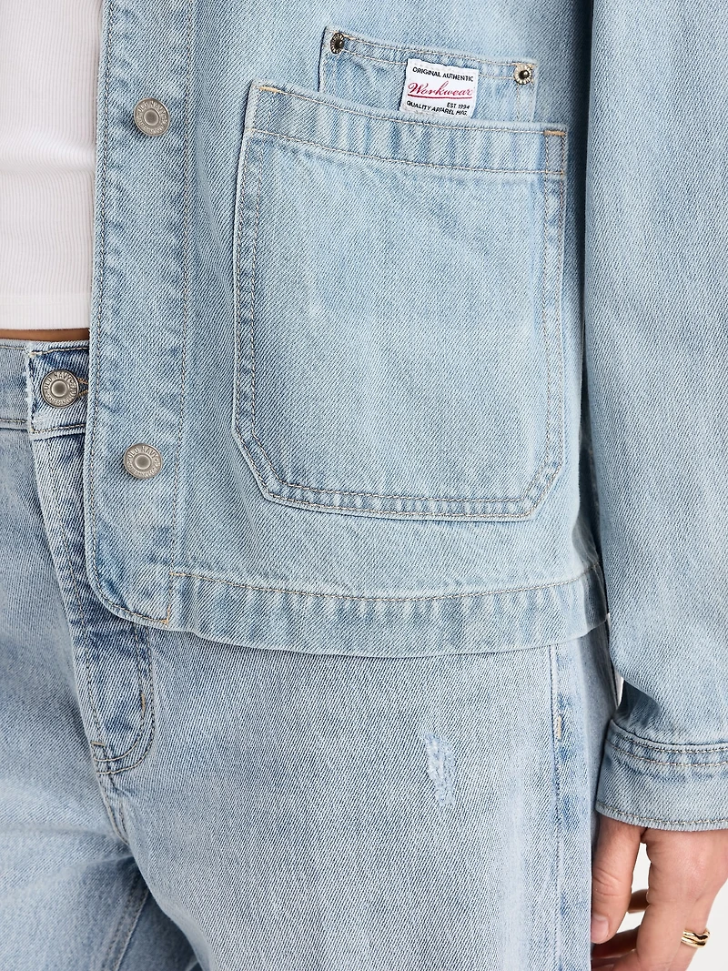 Cropped Denim Chore Jacket