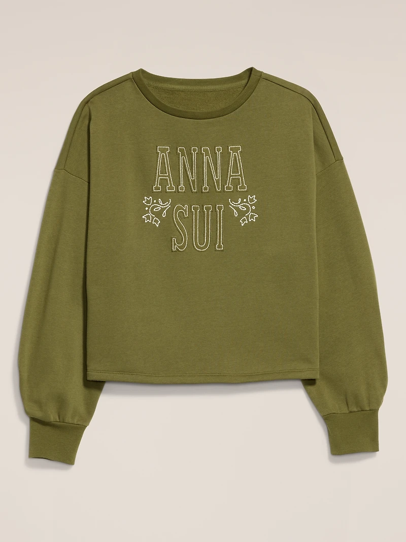 Old Navy x Anna Sui Crew Neck Graphic Fleece Sweatshirt