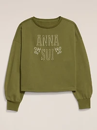 Old Navy x Anna Sui Crew Neck Graphic Fleece Sweatshirt