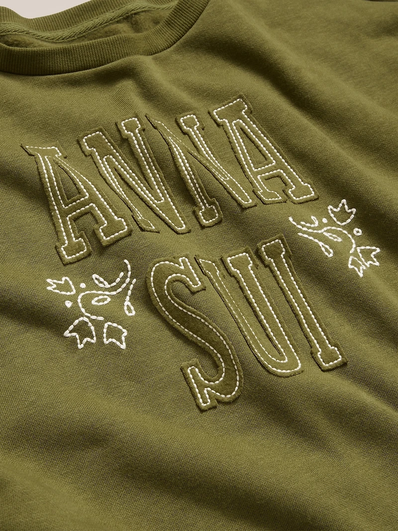 Old Navy x Anna Sui Crew Neck Graphic Fleece Sweatshirt