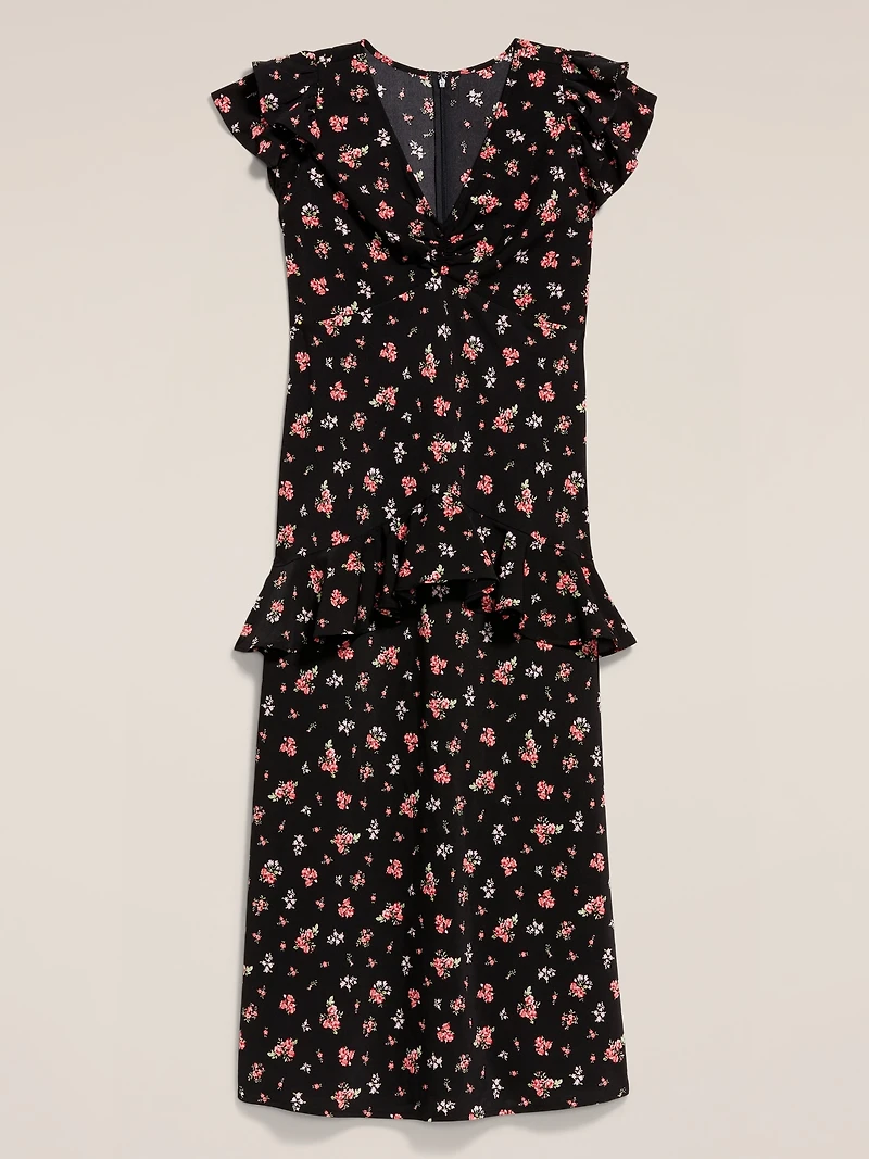Old Navy x Anna Sui Crepe V-Neck Ruffle Maxi Dress