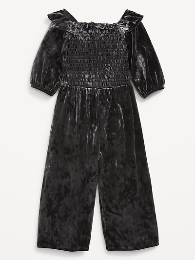 Smocked Velvet Jumpsuit for Toddler Girls