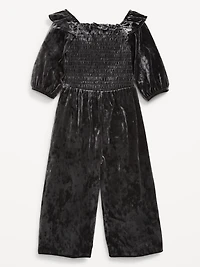Smocked Velvet Jumpsuit for Toddler Girls
