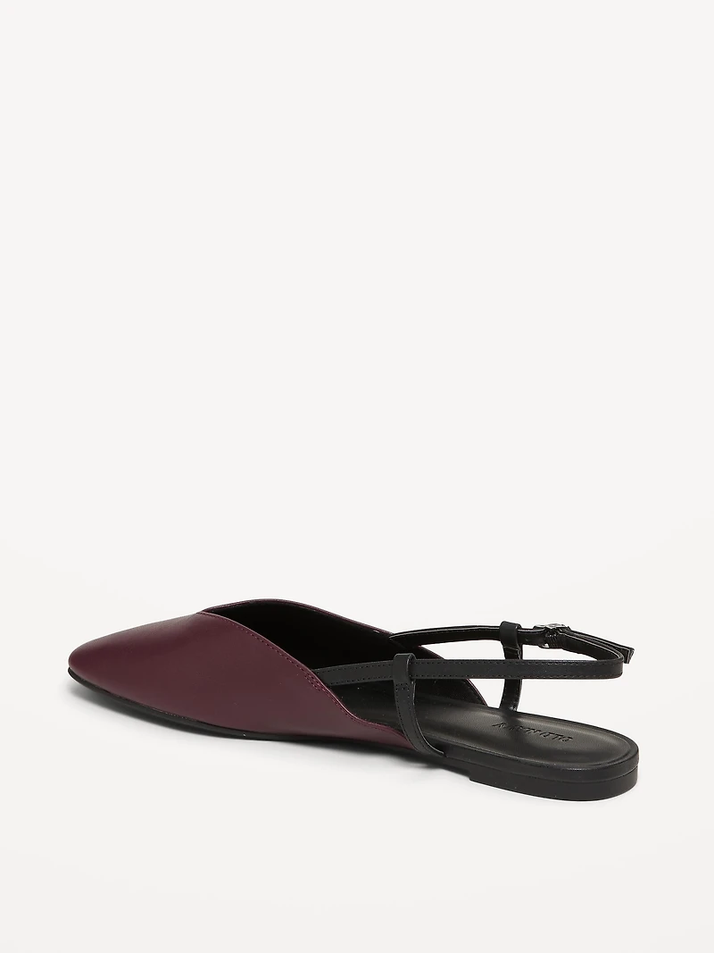 Almond-Toe Slingback Flats for Women